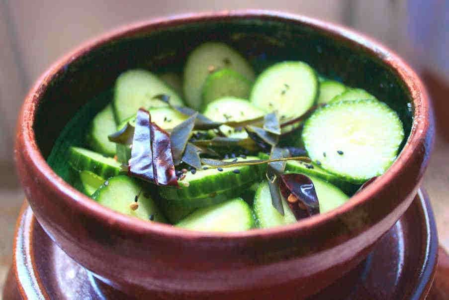 tsukemono: salt pickled cucumber
